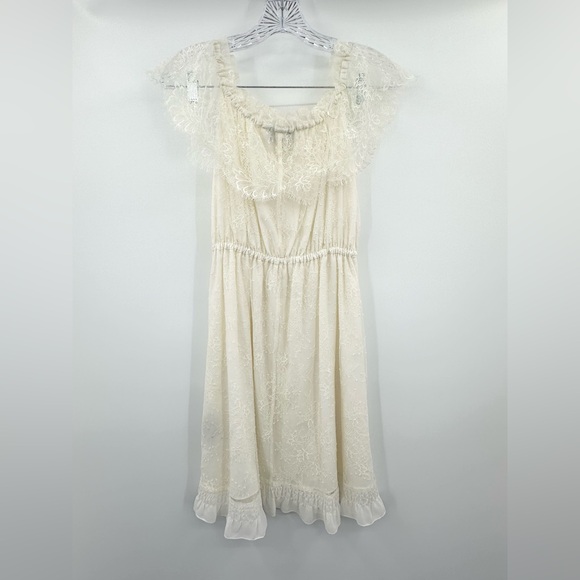 The Kooples Women's Off-Shoulder Ivory Bohemian Lace Mini Dress Size XXS - Picture 3 of 5